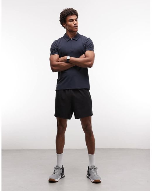 4505 Blue Quick Dry Performance Polo With Zip Neck for men