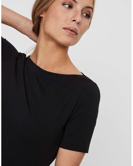 Vero Moda Black Boat Neck Fitted T-Shirt
