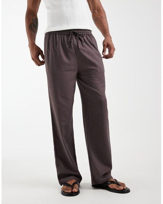 South Beach Purple Linen Mix Pants for men