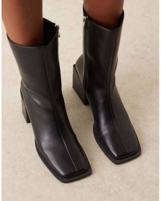 Glamorous Black Block Heel Square Toe Boots