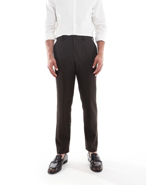 ASOS Black Wool Rich Slim Suit Trousers for men