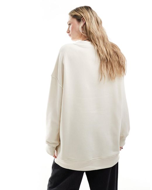 Monki White Long Sleeve Oversized Sweater