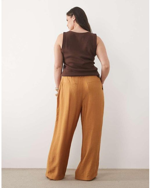 ASOS Brown Asos Design Curve Crinkle Mensy Trouser