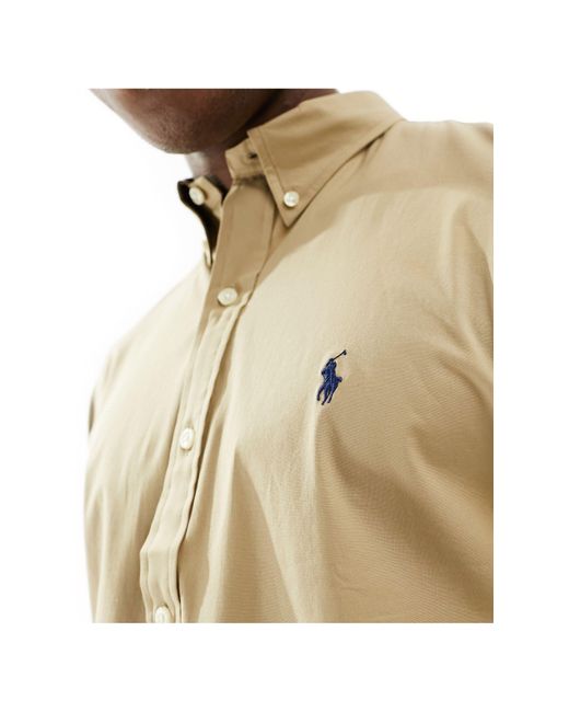 Polo Ralph Lauren Natural Icon Logo Slim Fit Stretch Poplin Shirt for men
