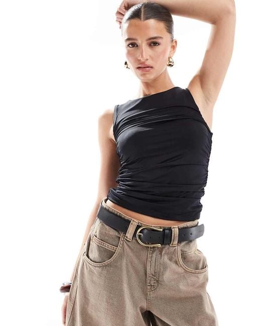 Stradivarius Blue Ruched Tank Top