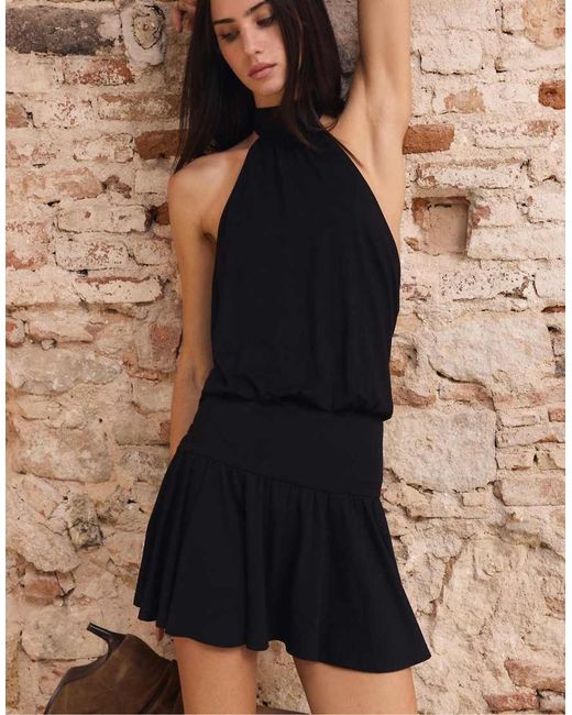 Stradivarius Black Halter Dress