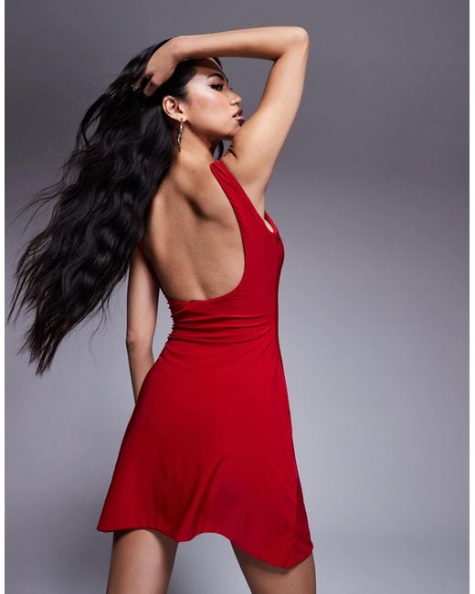 Fashionkilla Double Layered Slinky High Neck Low Back Floaty Mini Dress