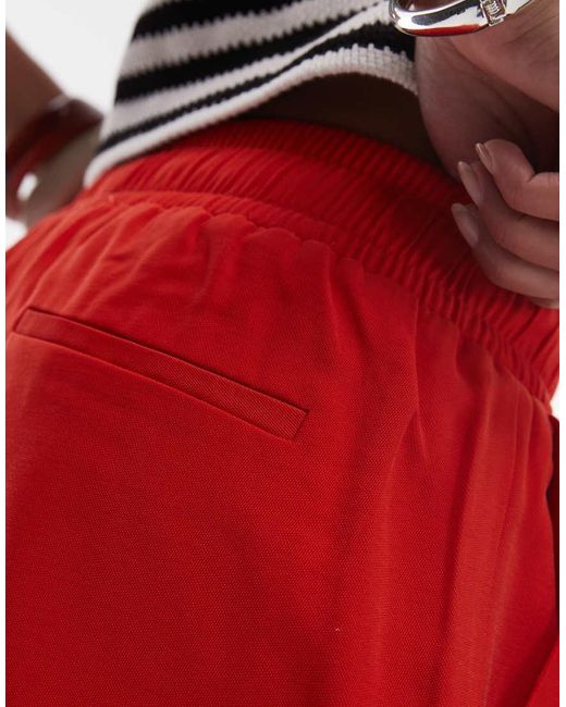 TOPSHOP Red Elasticated Waistband Tailo Trackie Pants