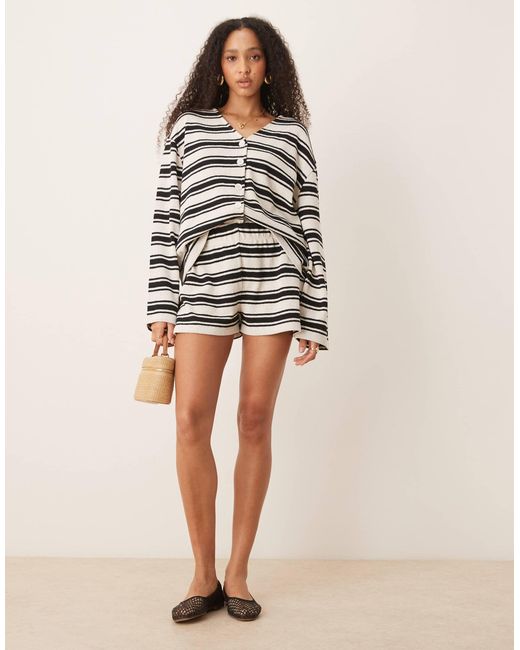 ASOS Natural Textured Stripe Mini Short Co-ord