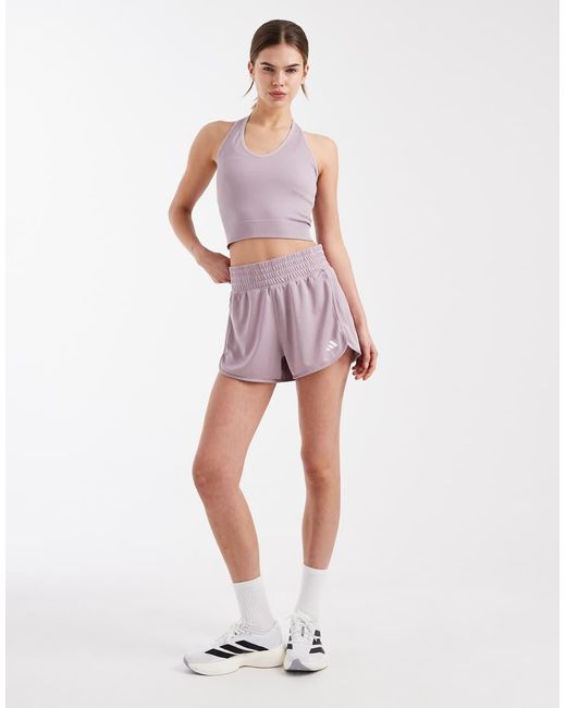 Adidas Originals Purple Pacer Essentials Knit High-Rise Shorts