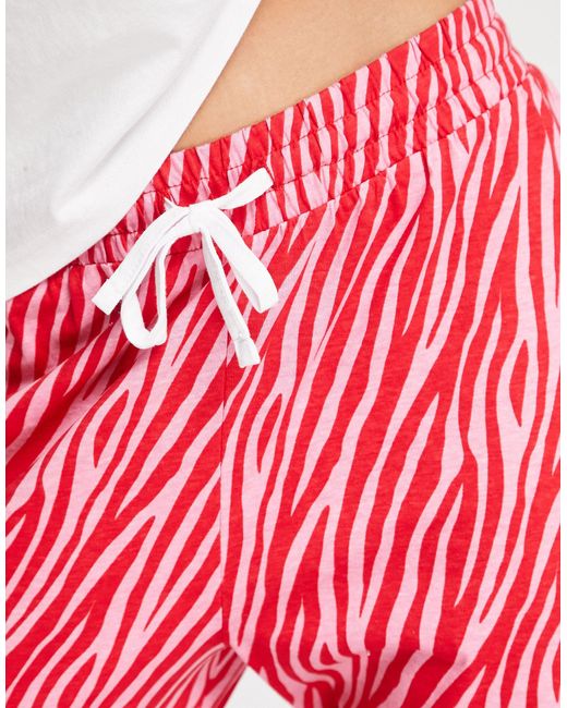 Threadbare Christmas Zebra Long Pyjamas in Red Lyst