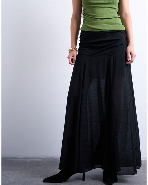 TOPSHOP White Dropped Waist Draped Fabric Maxi Skirt