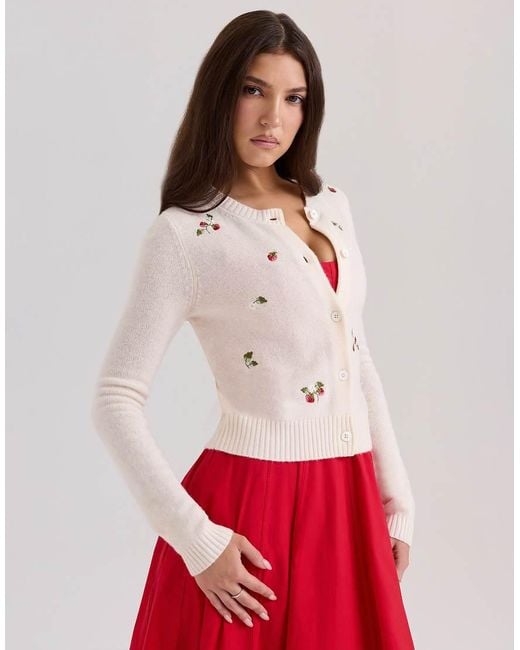 House Of Cb Evelina Wool Embroidered Cardigan