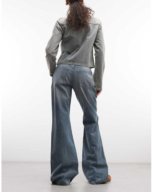 Weekday Gray Helix Low Waist Loose Fit Flare Leg Jeans