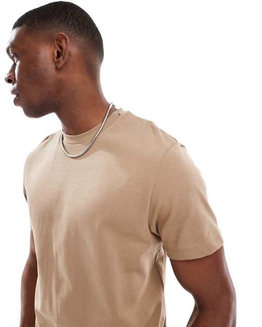 ASOS Natural Heavyweight T-shirt With Crew Neck for men