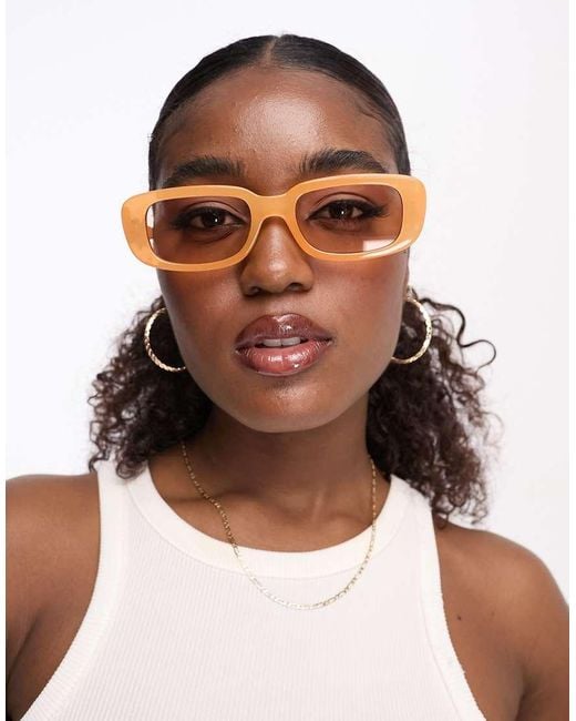 Monki White Small Rectangle Sunglasses