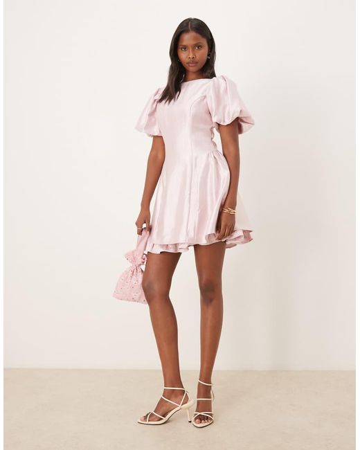 Sister Jane Pink Puff Sleeve Ruffle Mini Dress