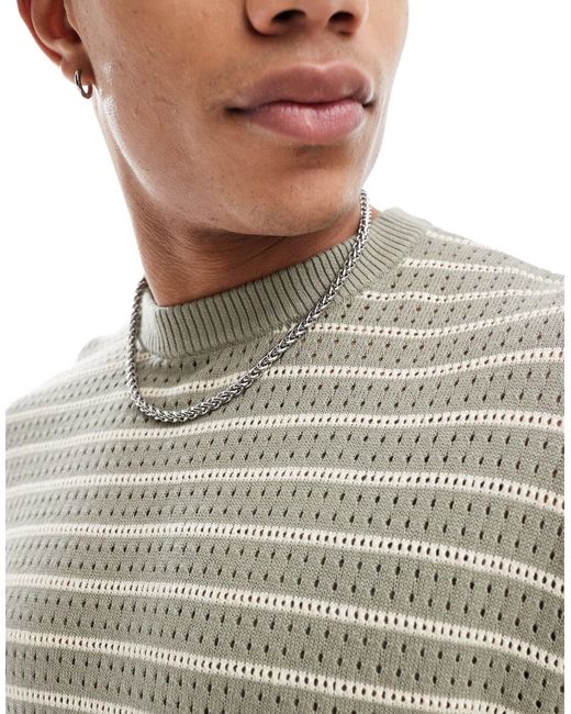 Camiseta beis a rayas SELECTED de hombre de color Gray