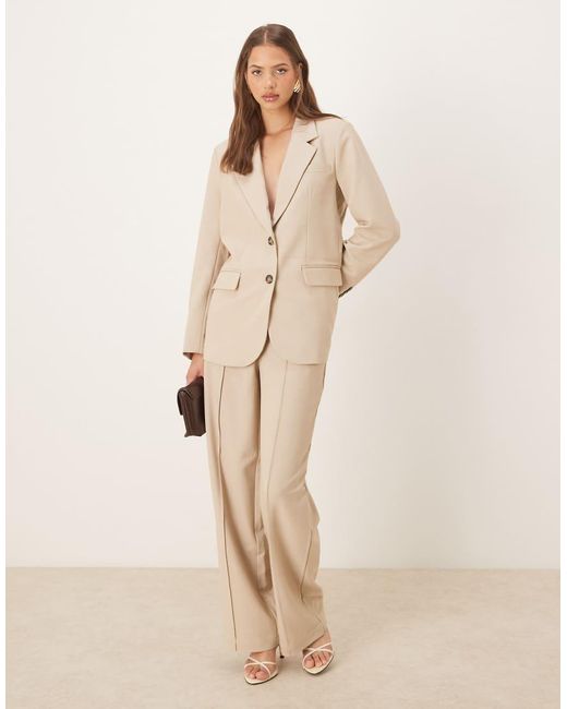 Y.A.S Natural Oversized Blazer With Tortoise Shell Button Detail Co-ord