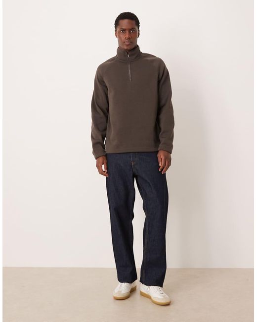 ARKET Brown Half Zip Fleece Sweatshirt for men
