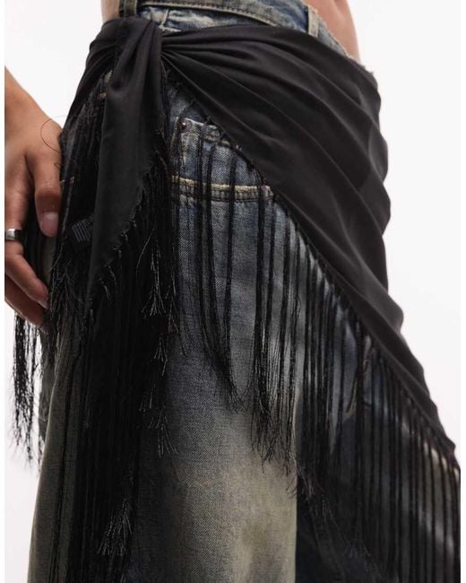 Weekday Black Cover Up Scarf With Tassels