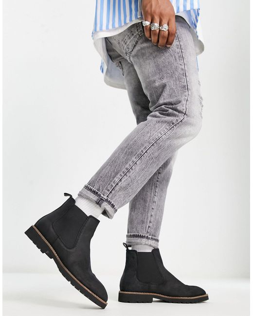 Office Gray Cleated Chelsea Boots for men