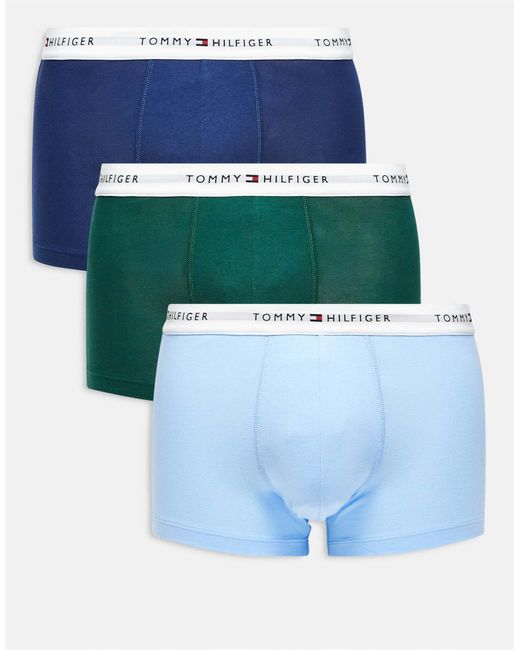 Tommy Hilfiger Blue Signature Cotton Essentials 3 Pack Trunks for men