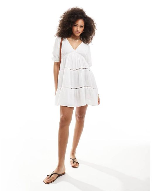 Iisla & Bird White Tiered Mini Summer Dress