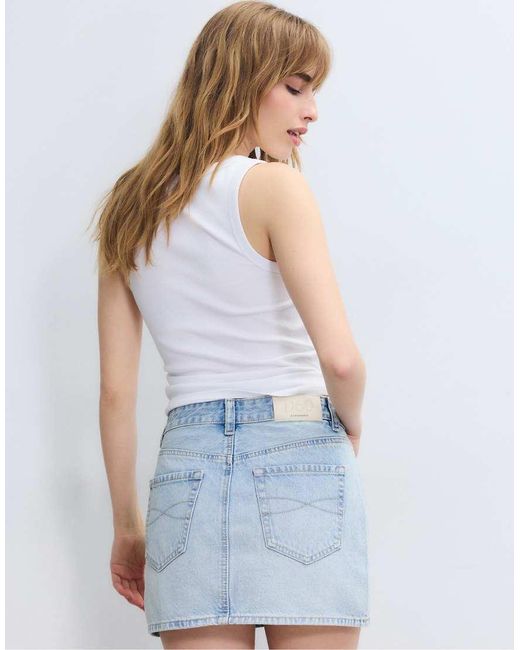 Stradivarius Blue D60 Basic Denim Mini Skirt