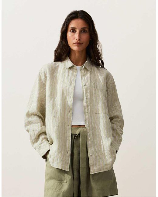Oysho Natural 100% Linen Relaxed Shirt
