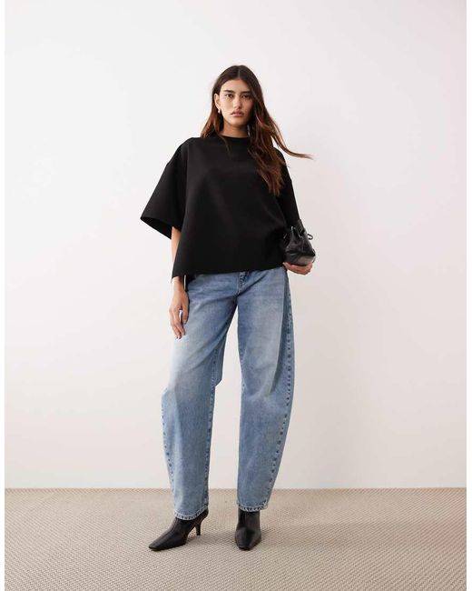 ARRANGE Black Boxy Seam Top With Tie Back Detail