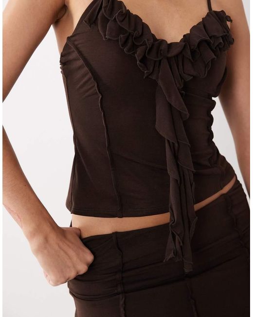 ASOS Black Stretch Chiffon Ruffle Cami Top