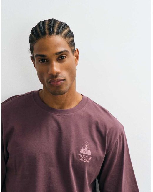 Only & Sons Red Relaxed Fit T-shirt With Bonsai Back Print for men