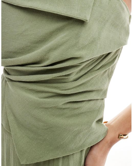 ASOS Green Drape Detail Bandeau Jumpsuit