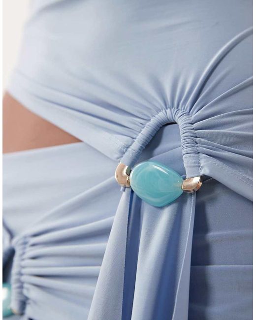 ASOS Blue Co-ord Slinky Asymmetrical Top With Hardware Detail