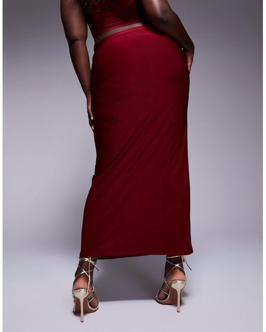 ASOS Red Asos Design Curve Slinky Maxi Skirt