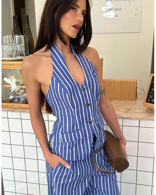 Labelrail Gray X Barbara Ines Stripe Waistcoat Top