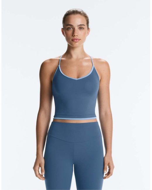 Oysho Blue Comfortlux Crossover Strap Tank Top