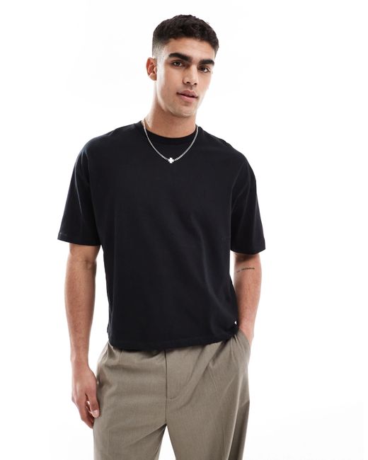 ASOS – kastiges oversize-t-shirt in Black für Herren