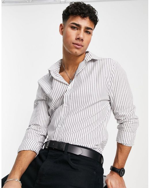 River Island Cut Away Collar Shirt in White for Men Lyst