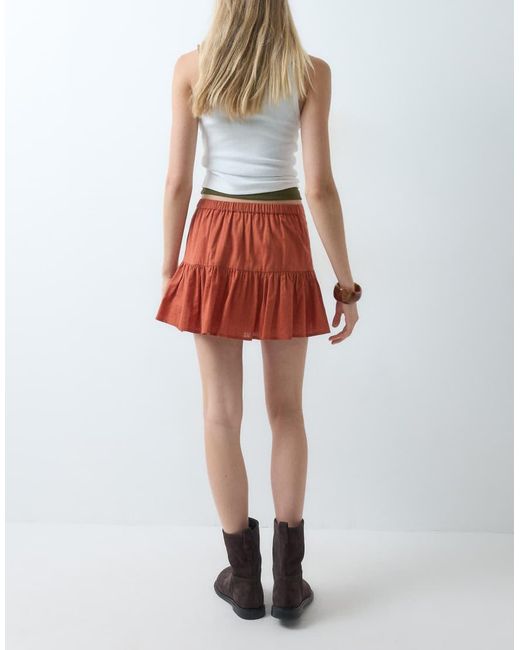 ASOS White Drop Waist Linen Look Mini Skort
