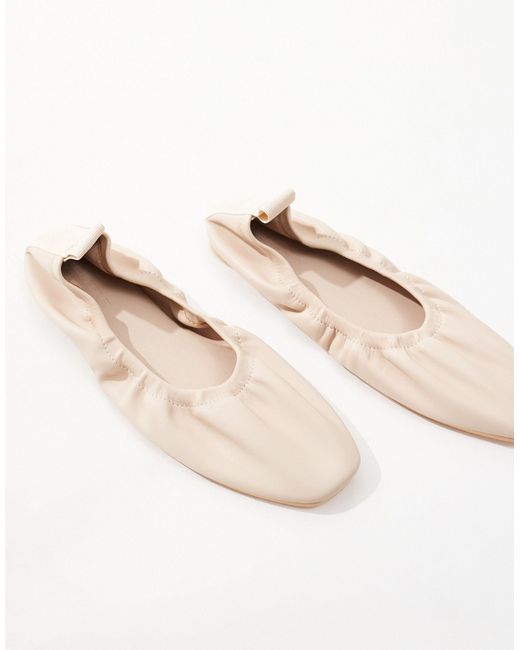 Truffle Collection White Ruched Ballet Flats