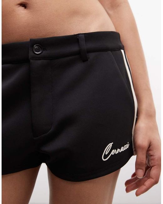 CERNUCCI Black Micro Tailored Shorts With Side Taping