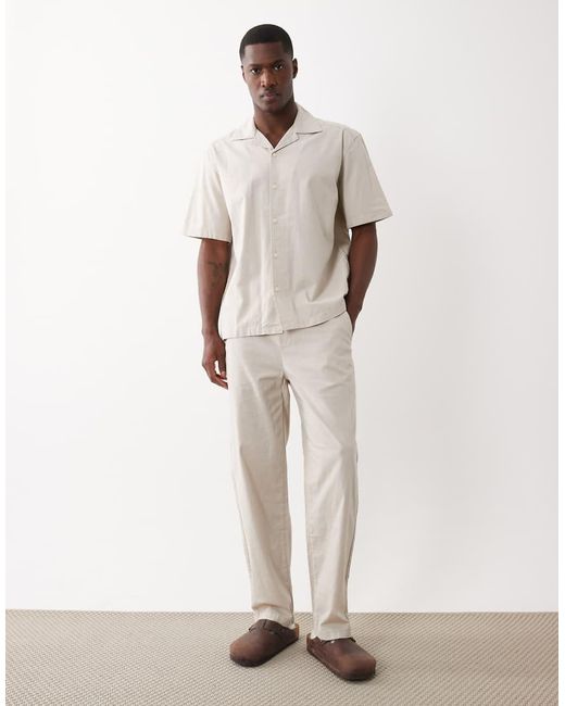 Only & Sons White Linen Look Loose Fit Trousers Co-ord for men