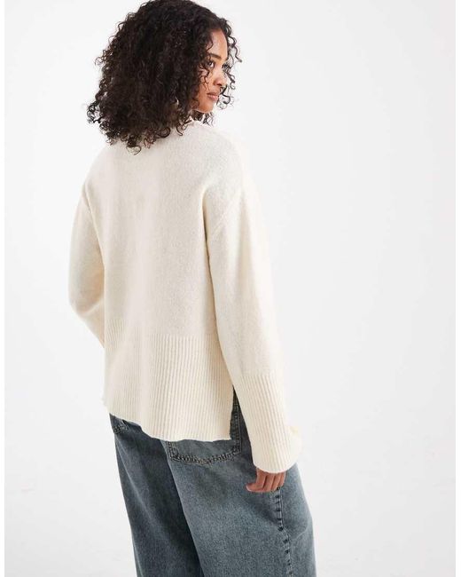 Brave Soul Natural High Neck Jumper With Wide Sleeves