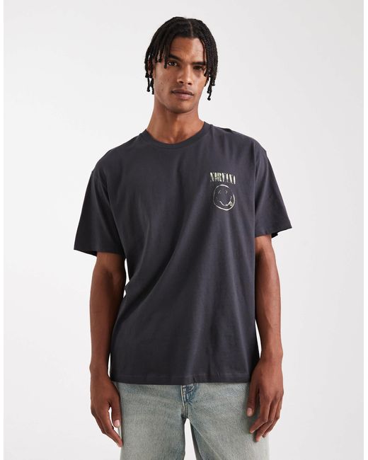 Jack & Jones Gray Oversized T-shirt With Nirvana Print for men