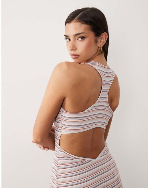 South Beach Natural Stripe Jersey Maxi Dress