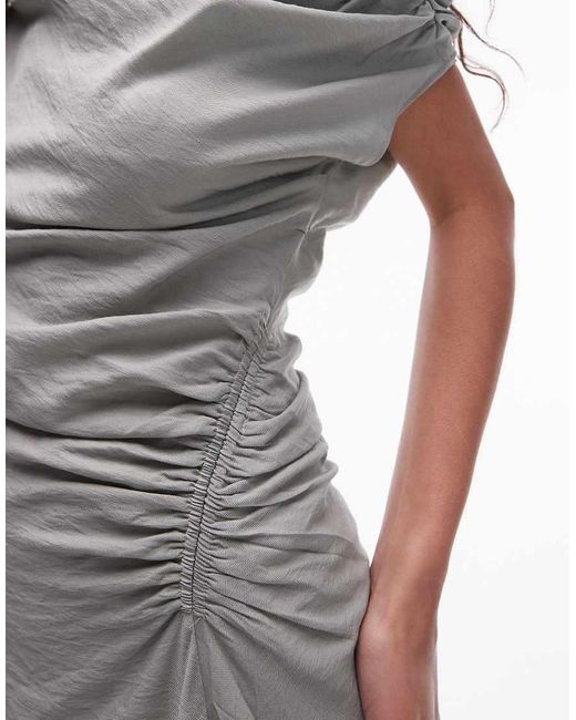 Mango White Drape Front Mini Dress
