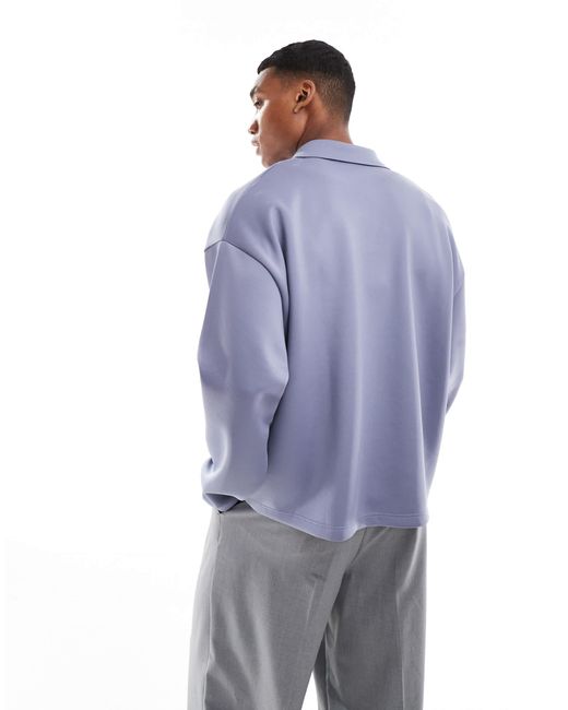 ASOS Blue Oversized Scuba Shacket for men