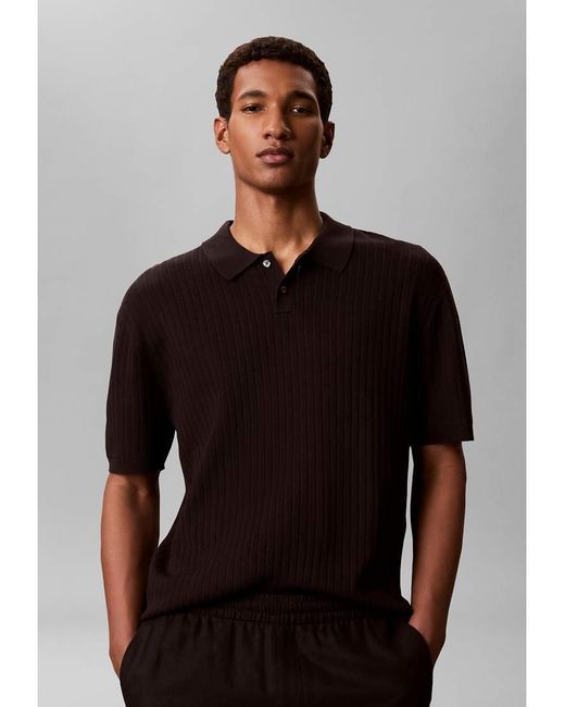 Calvin Klein Gray Soft Pointelle Knit Polo Shirt for men